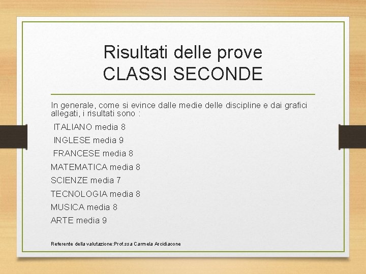 Risultati delle prove CLASSI SECONDE In generale, come si evince dalle medie delle discipline