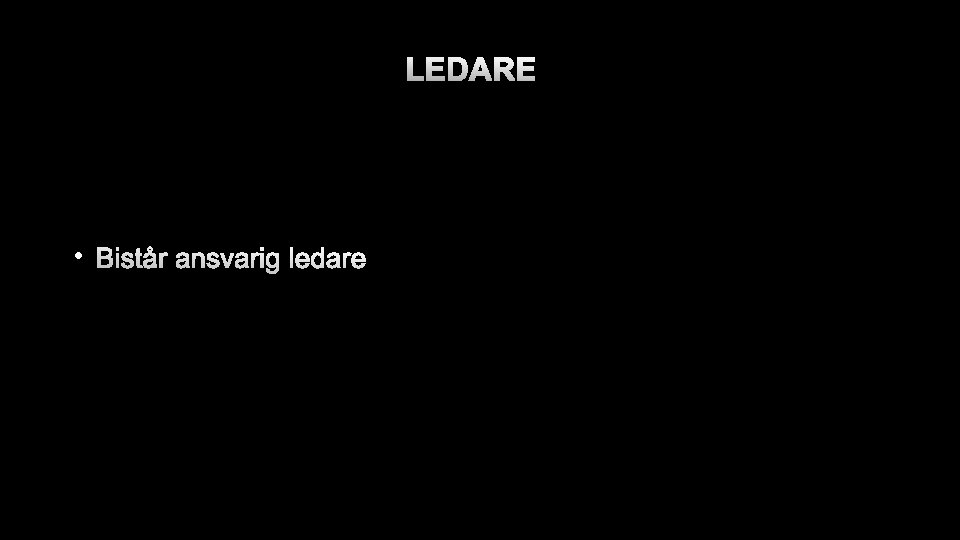 LEDARE • BISTÅR ANSVARIG LEDARE 