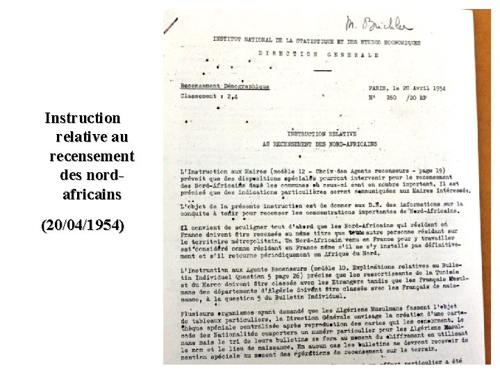 Instruction relative au recensement des nordafricains (20/04/1954) 34 