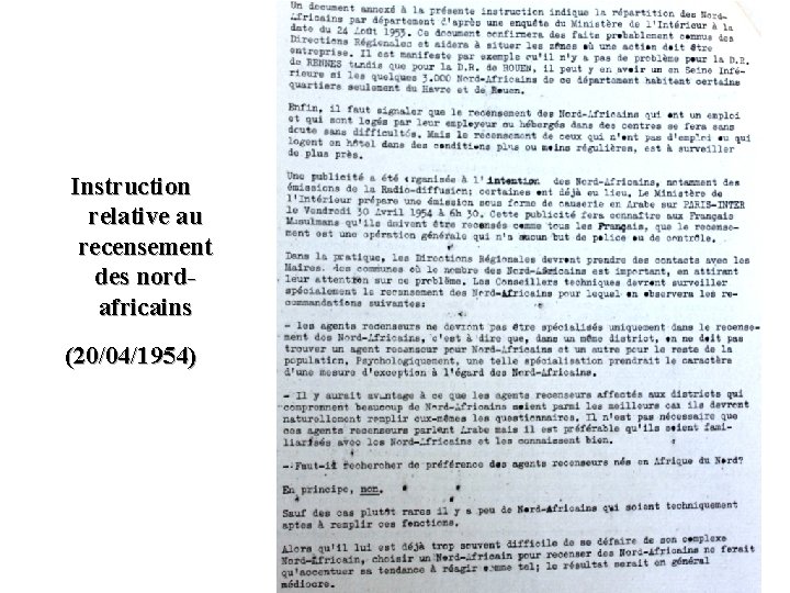 Instruction relative au recensement des nordafricains (20/04/1954) 36 