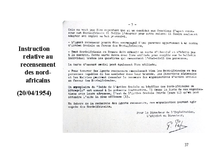 Instruction relative au recensement des nordafricains (20/04/1954) 37 
