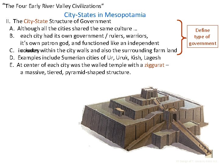 “The Four Early River Valley Civilizations” City-States in Mesopotamia II. The City-State Structure of