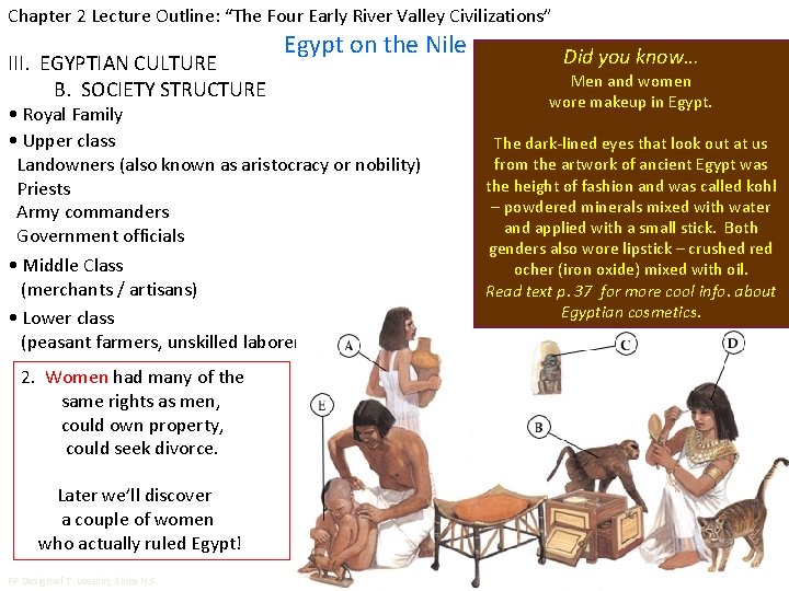 Chapter 2 Lecture Outline: “The Four Early River Valley Civilizations” III. EGYPTIAN CULTURE B.