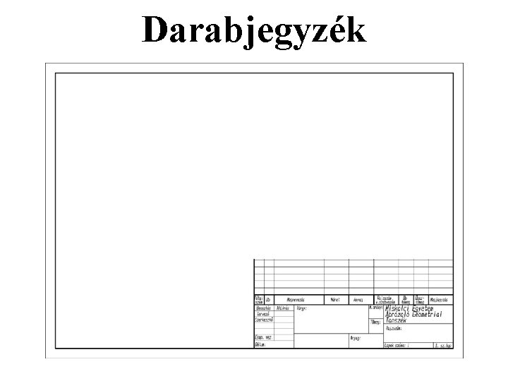Darabjegyzék Darabjegyzék