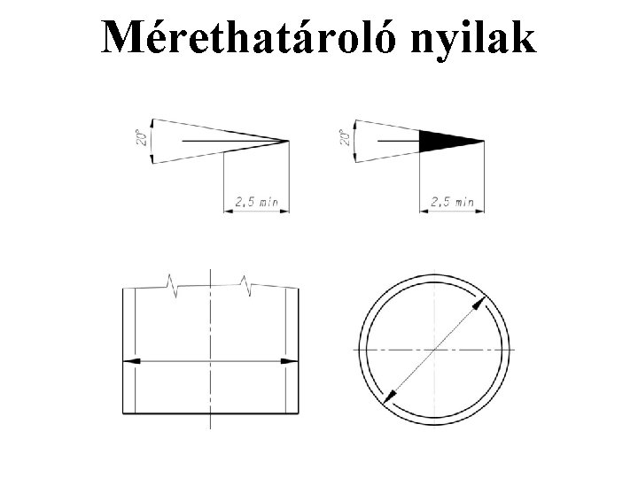 Mérethatároló nyilak Mérethatároló nyilak