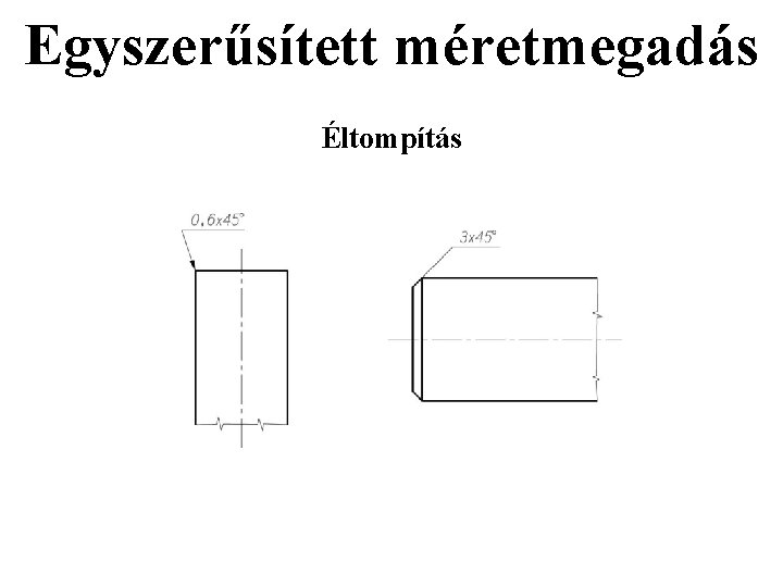 Egyszerűsített méretmegadás Éltompítás Egyszerűsített méretmegadás Éltompítás
