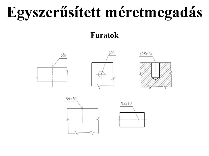 Egyszerűsített méretmegadás Furatok Egyszerűsített méretmegadás Furatok