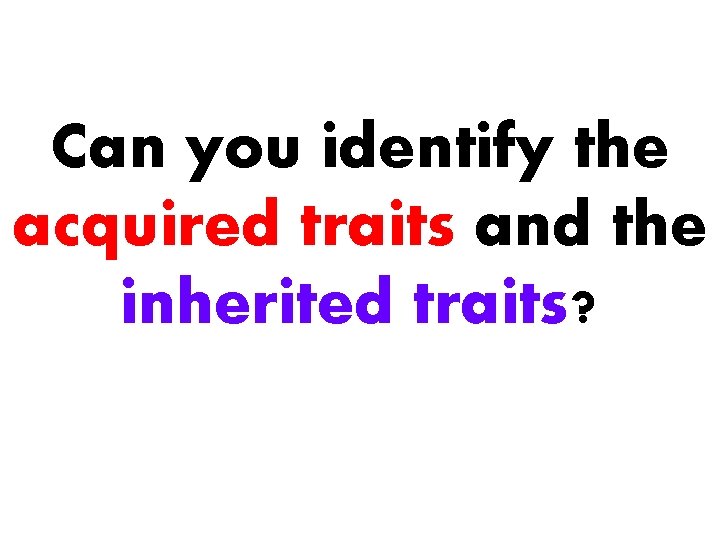 Can you identify the acquired traits and the inherited traits? 