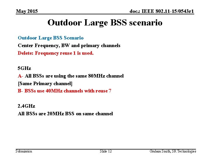 May 2015 doc. : IEEE 802. 11 -15/0543 r 1 Outdoor Large BSS scenario