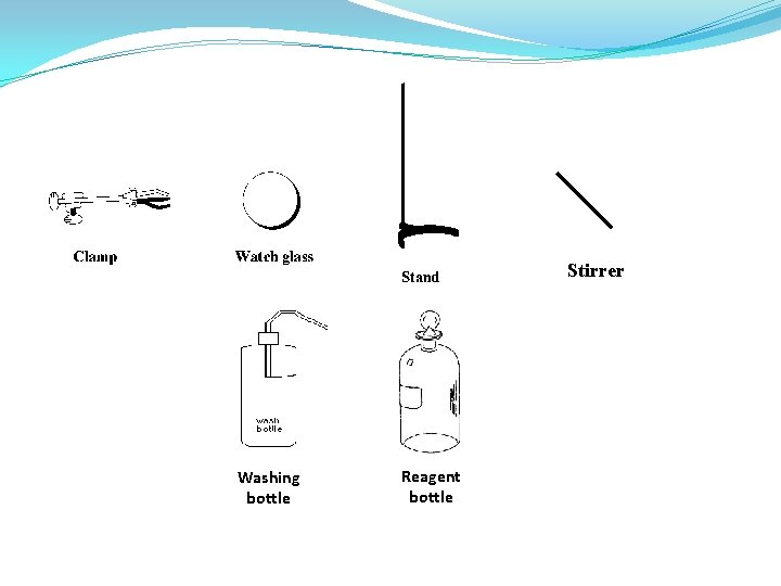 Stirrer Washing bottle Reagent bottle 