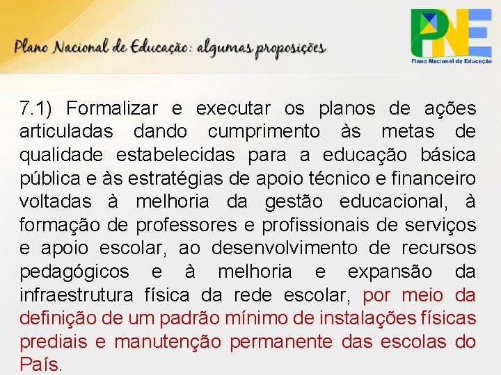 7. 1) Formalizar e executar os planos de ações articuladas dando cumprimento às metas