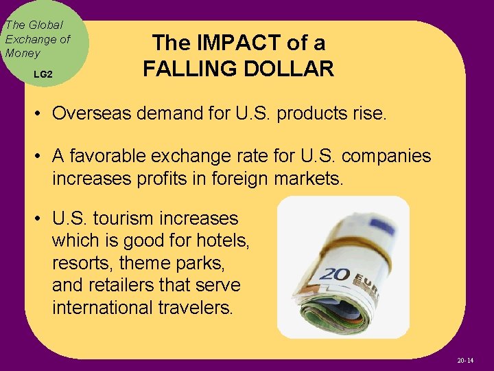 The Global Exchange of Money LG 2 The IMPACT of a FALLING DOLLAR •