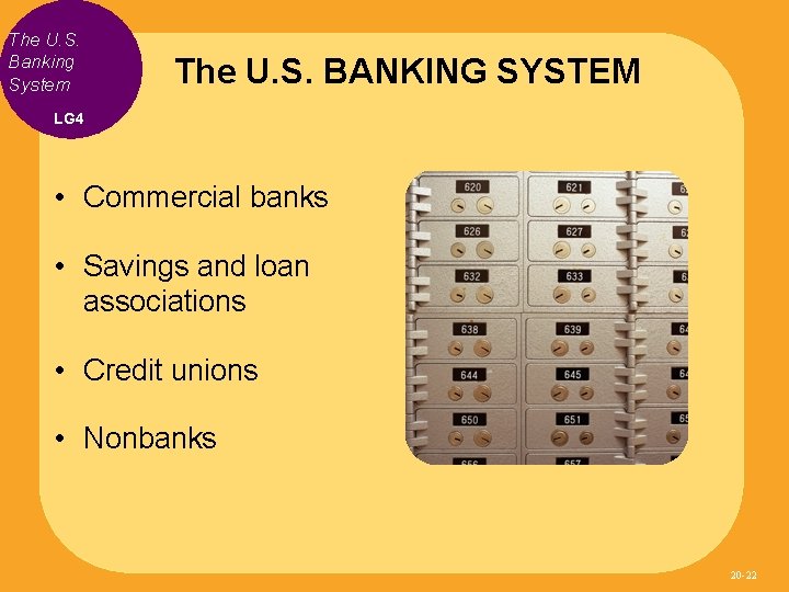 The U. S. Banking System The U. S. BANKING SYSTEM LG 4 • Commercial
