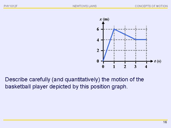 PHY 1012 F NEWTON’S LAWS CONCEPTS OF MOTION x (m) 6 4 2 0