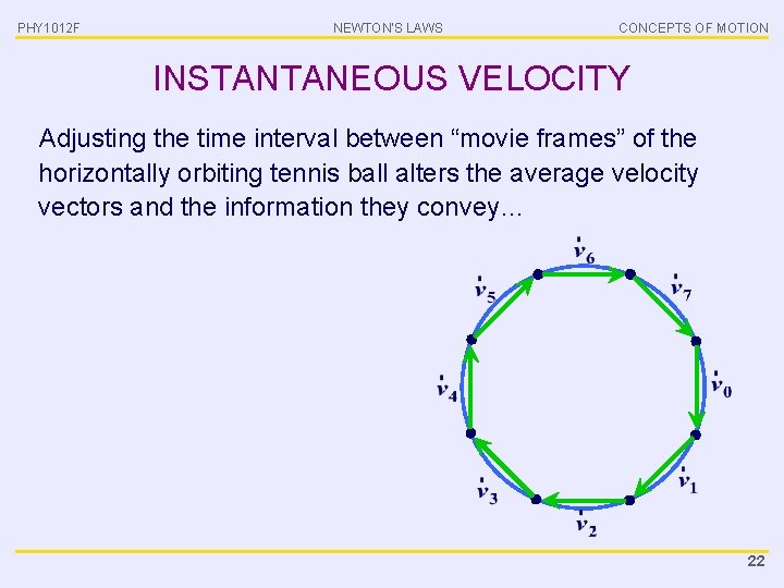 PHY 1012 F NEWTON’S LAWS CONCEPTS OF MOTION INSTANTANEOUS VELOCITY Adjusting the time interval