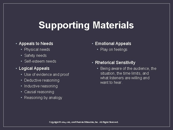 Supporting Materials • Appeals to Needs • Physical needs • Safety needs • Self-esteem