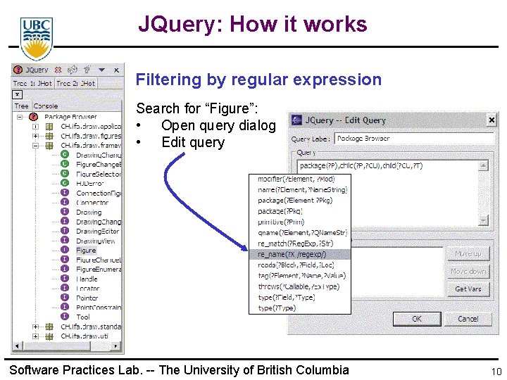 JQuery: How it works Filtering by regular expression Search for “Figure”: • Open query