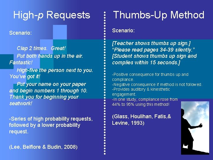 High-p Requests Scenario: Clap 2 times. Great! Put both hands up in the air.