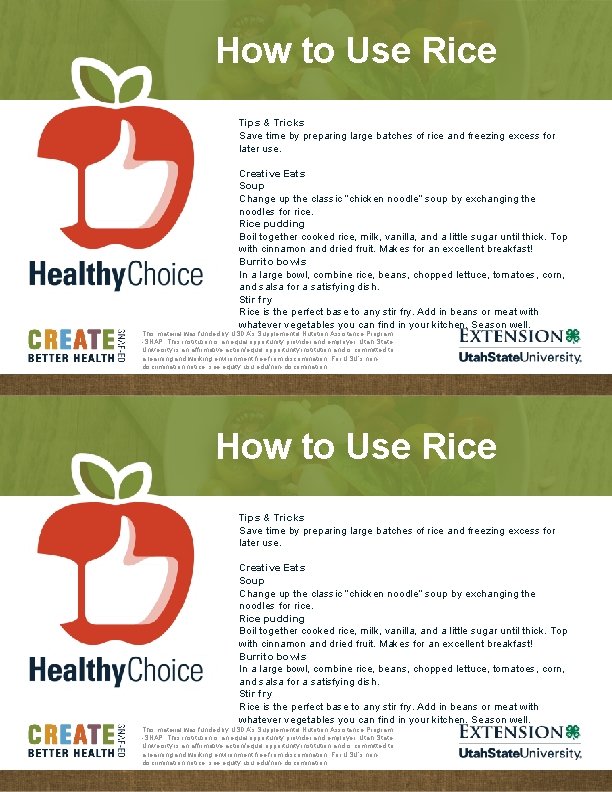 How to Use Rice Tips & Tricks Save time by preparing large batches of