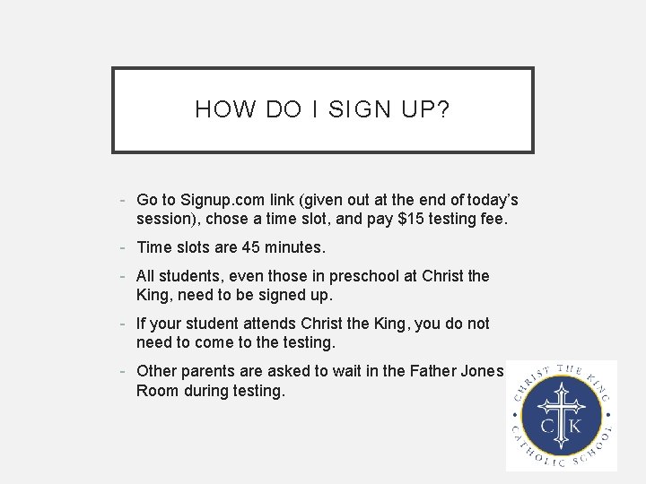 HOW DO I SIGN UP? - Go to Signup. com link (given out at