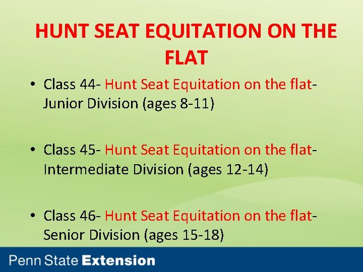 HUNT SEAT EQUITATION ON THE FLAT • Class 44 - Hunt Seat Equitation on