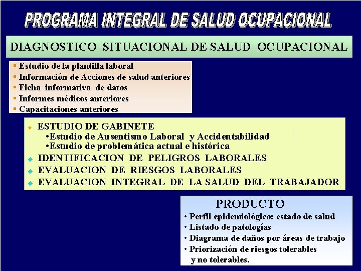 DIAGNOSTICO SITUACIONAL DE SALUD OCUPACIONAL § Estudio de la plantilla laboral § Información de