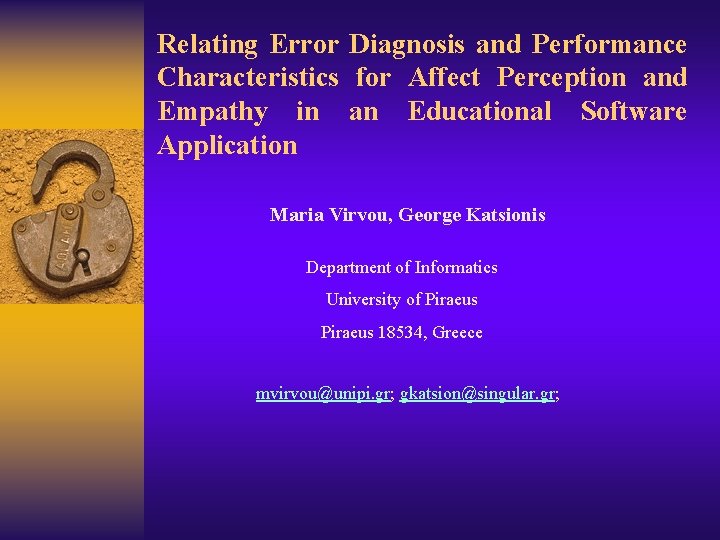 Relating Error Diagnosis and Performance Characteristics for Affect