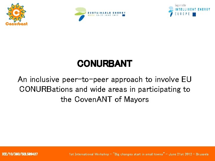 CONURBANT An inclusive peer-to-peer approach to involve EU CONURBations and wide areas in participating