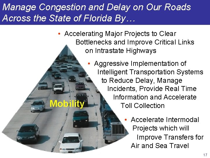 Manage Congestion and Delay on Our Roads Across the State of Florida By… •