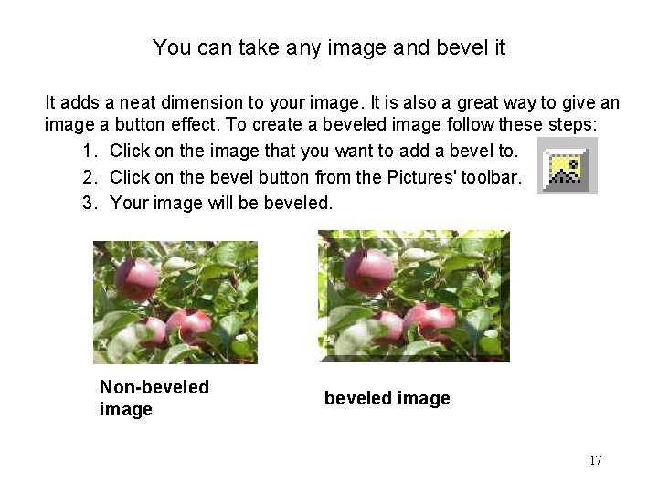 You can take any image and bevel it It adds a neat dimension to
