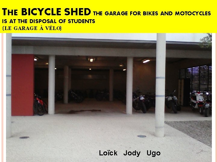 THE BICYCLE SHED THE GARAGE FOR BIKES AND MOTOCYCLES IS AT THE DISPOSAL OF