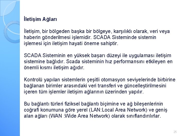 İletişim Ağları İletişim, bir bölgeden başka bir bölgeye, karşılıklı olarak, veri veya haberin gönderilmesi