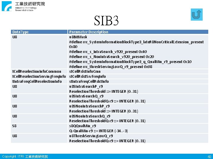 SIB 3 Data. Type U 8 Parameter Description u 8 Bit. Mask #define rrc_System.