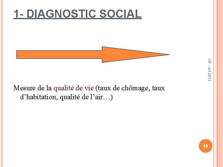 1 - DIAGNOSTIC SOCIAL CP - oct 2013 Mesure de la qualité de vie