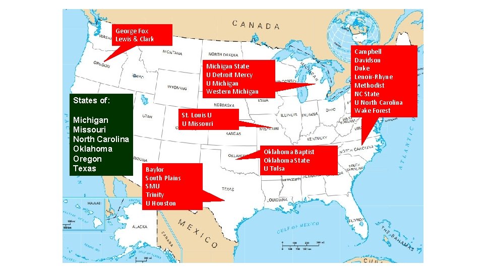George Fox Lewis & Clark Campbell Davidson Duke Lenoir-Rhyne Methodist NC State U North George Fox Lewis & Clark Campbell Davidson Duke Lenoir-Rhyne Methodist NC State U North