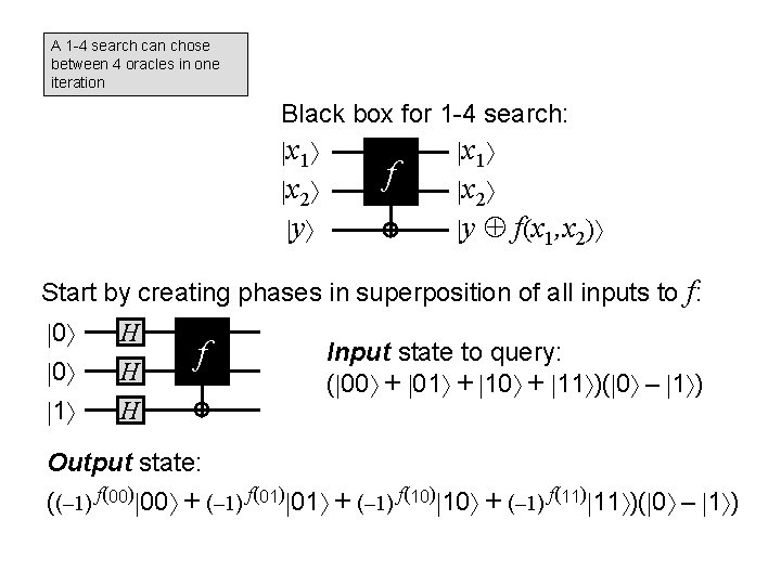 A 1 -4 search can chose between 4 oracles in one iteration Black box