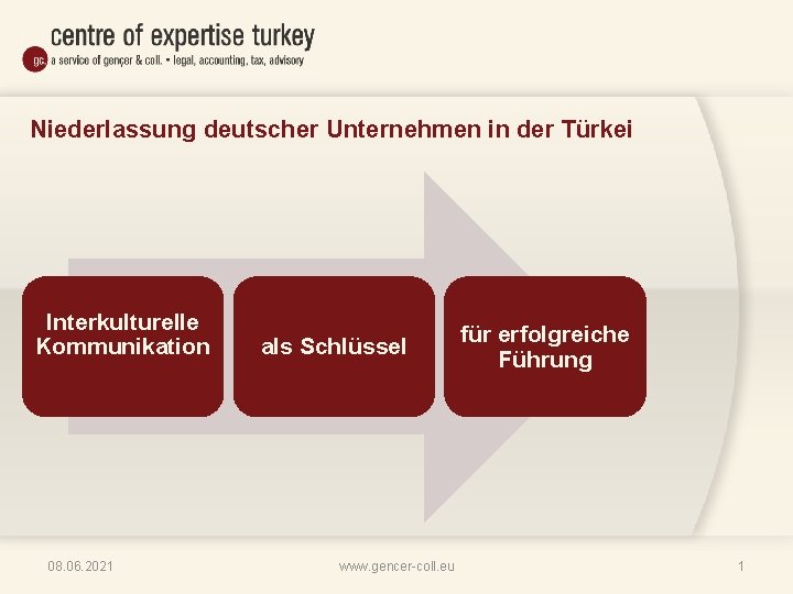 Niederlassung deutscher Unternehmen in der Türkei Interkulturelle Kommunikation 08. 06. 2021 als Schlüssel www.