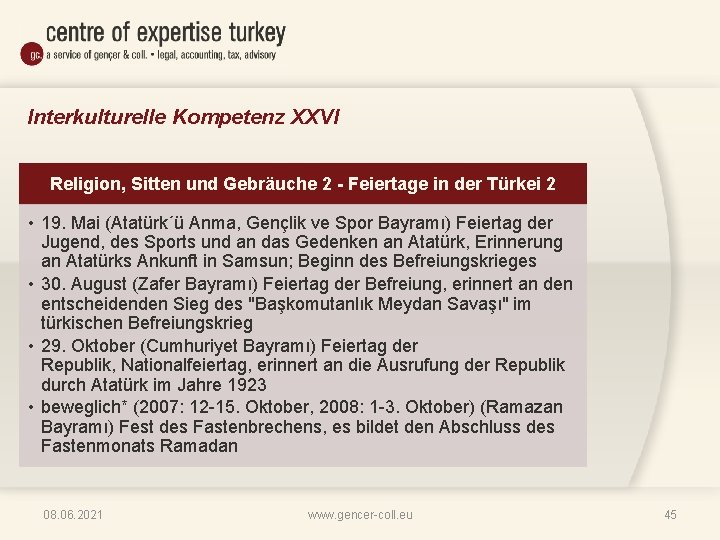 Interkulturelle Kompetenz XXVI Religion, Sitten und Gebräuche 2 - Feiertage in der Türkei 2