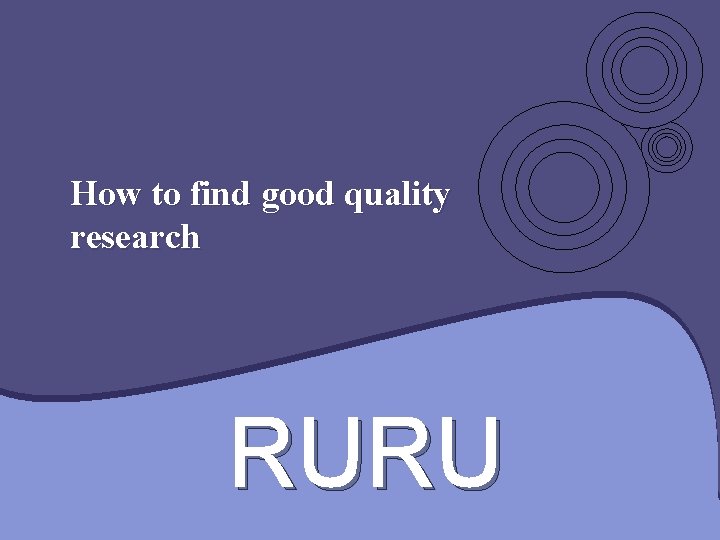 How to find good quality research RURU 