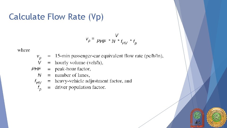 Calculate Flow Rate (Vp) 