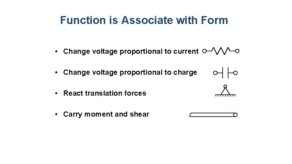 Function is Associate with Form • Change voltage proportional to current • Change voltage