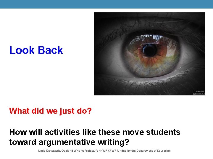 Look Back What did we just do? How will activities like these move students