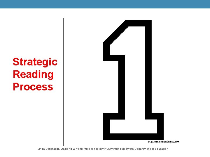 Strategic Reading Process Linda Denstaedt, Oakland Writing Project, for NWP CRWP funded by the