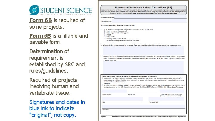 Form 6 B is required of some projects. Form 6 B is a fillable