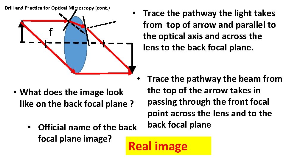 Drill and Practice for Optical Microscopy (cont. ) f • Trace the pathway the