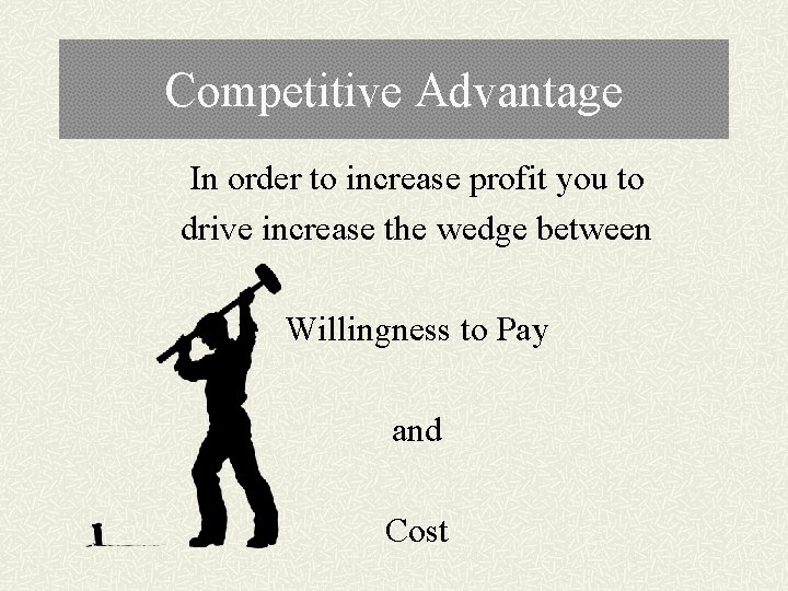 Competitive Advantage In order to increase profit you to drive increase the wedge between