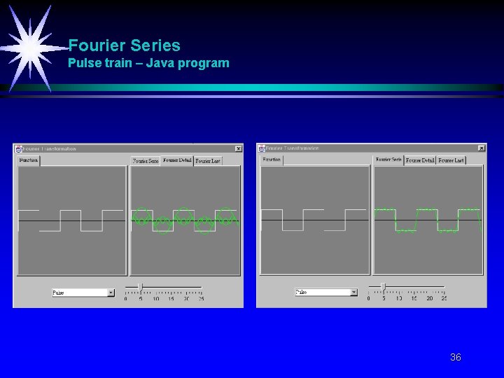 Fourier Series Pulse train – Java program 36 Fourier Series Pulse train – Java program 36