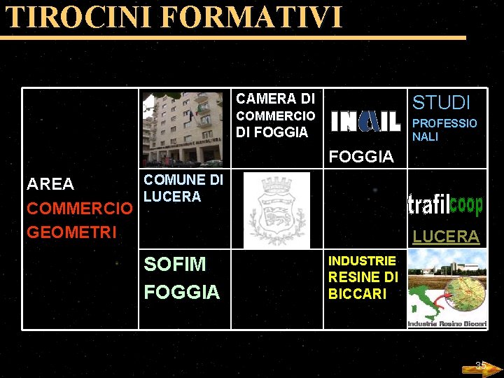 TIROCINI FORMATIVI CAMERA DI STUDI COMMERCIO PROFESSIO NALI DI FOGGIA COMUNE DI AREA LUCERA