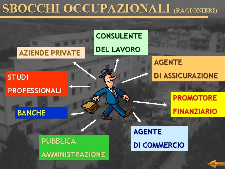 SBOCCHI OCCUPAZIONALI (RAGIONIERI) CONSULENTE AZIENDE PRIVATE DEL LAVORO AGENTE DI ASSICURAZIONE STUDI PROFESSIONALI PROMOTORE