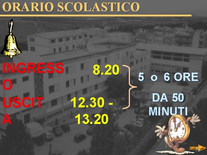 ORARIO SCOLASTICO INGRESS O USCIT A 8. 20 12. 30 13. 20 5 o